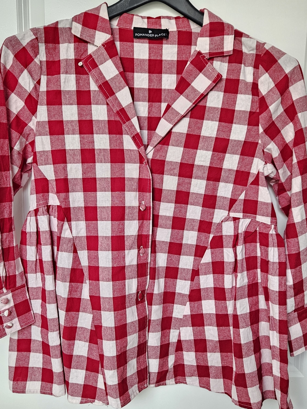 Pomander Place Red and White Buffalo Check Button-Down Shirt
